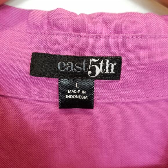 East 5th Women's Pink Linen Rayon Button Up Tunic Blouse Size Large - Picture 3 of 4